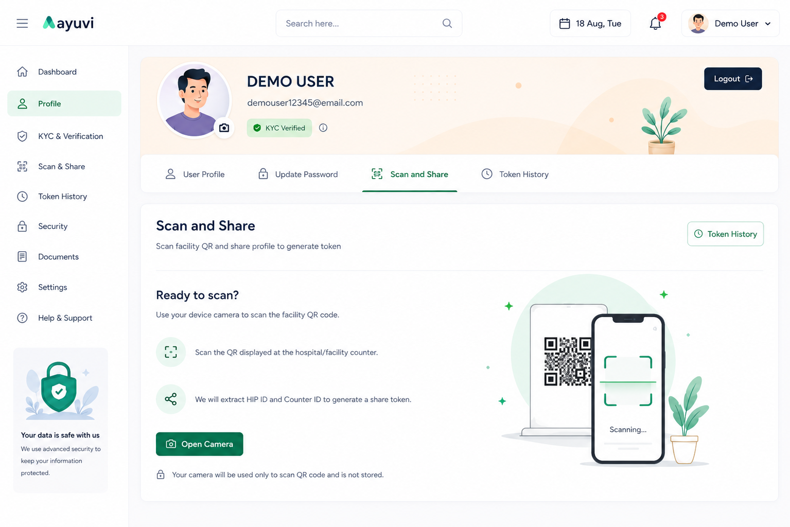 Aayuvi app — appointments screen